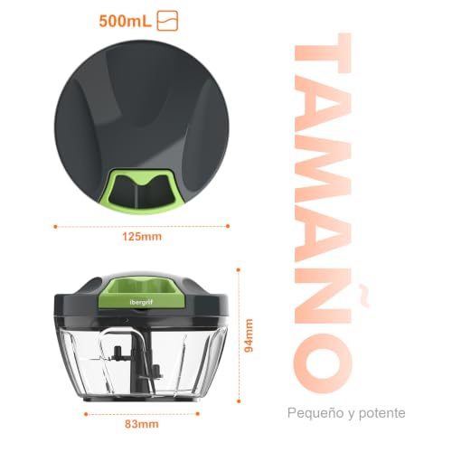 Miniatura 5 de Ibergrif Manual Chopper With Rope, Multifunctional Vegetable Chopper, Vegetable Chopper With Lid, Bpa Free, Easy To Clean, Easy Pull Food Chopper For Vegetables, Fruits, Nuts