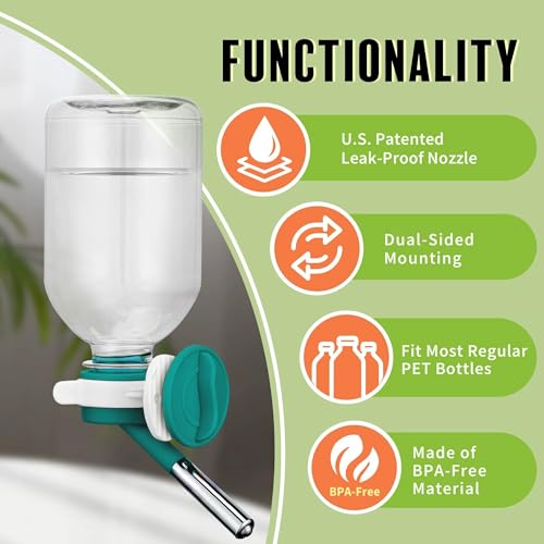 Image of Choco Nose No-Drip Small Animal Water Bottle - Leak-Proof Patented Nozzle Helps Prevent Pet Cage Mess & Wet Bedding - Guinea Pig, Rabbit, Ferret, Hamster - BPA Free, Easy Install, 10.2 fl oz (C128)
