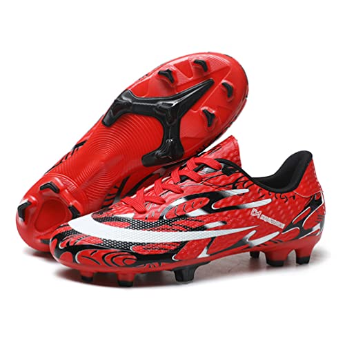 WOWEI Chaussures de Football Garçon Fille Crampons FG/AG Professionnel Baskets Chaussures de Sport pour Enfants Athlétisme Antidérapant Chaussures Entraînement de Football Unisex (31EU)