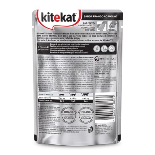 Kit 5 Sachê Kitekat Frango ao Molho para Gatos Adultos 70g