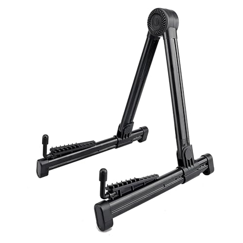 Foxpie Support Guitare Universel, Antidérapant, Pliable, ABS–Robuste, Support Portable pour Guitare Acoustique, Guitare Électrique, Basse et Ukulélé–Noir