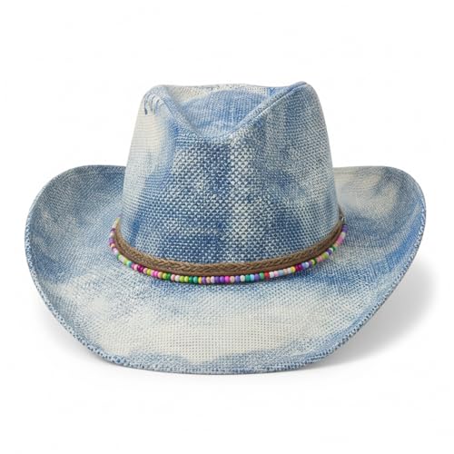 Chapeau cowgirl en denim à strass parfait pour festivals d'été et soirées country