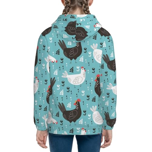 Lovely Roosters Kids Pullover Hoodies Boys Sweatshirts Girls Athletic Clothes with Pocket4