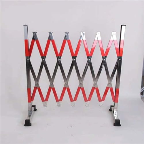 Tekerlekli Endüstriyel Mobil Korkuluk, Araba Yolu ve Garaj için Paslanmaz Çelik Trafik Çiti, Geri Çekilebilir Makas Kapısı, 17ft Uzunluk, Dayanıklı Yol Güvenliği Bariyeri