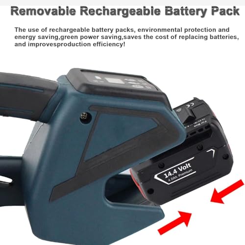 Elektrische Umreifungsmaschine, automatisches Umreifungswerkzeug für 1,27 cm (1/2 Zoll) PP/Haustiergurte, tragbares Ballenbandwerkzeug mit LCD-Bildschirm und Batterie