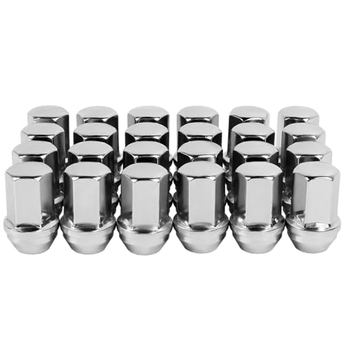 Image of 24 pcs M14x1.5 Lug Nuts for Silverado | Fit Tahoe Suburban Colorado 7 /8 Hex 1.77 Inch OEM Factory Chrome 60 Cone Seat Wheel Lug Nuts