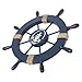 Wood Pirate Helm Wheel Home Nautical Wall Marine Decor(Dark Blue)