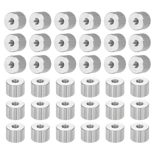 PATIKIL M3 Knurled Thumb Nuts, 50pcs Nickel Plated Female Thread Type Flat Head Through Hole Round Hand Tighten Knob Fasteners Screw Cap Adjust Lock Position, D8mm x H6mm