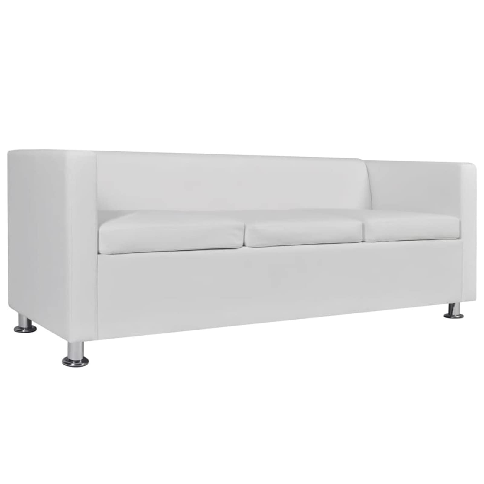 Tidyard Divano a 3 Posti in Similpelle, Divano Letto 3 Posti in Pelle Artificiale, Divano per Soggiorno/Ufficio Moderno, Sofà Divanetto Letto Poltrona Arredo per Salotto Bianco