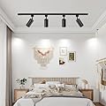 VANoopee 4 Light GU10 LED Track Lighting Kit with 3.3FT H Track Lighting Rail, 4 Way Ceiling Spot Lighting Fixture Dimmable, Flexibly Rotatable H Track Light Heads Black, Bulb Not Included