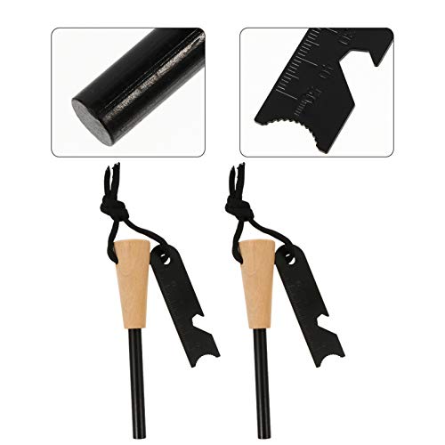 BESPORTBLE 2 peças de vara de fogo de iniciante perfurada de pedra, com raspador de paracord, haste