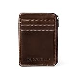 ID Stronghold - RFID Blocking Slim Minimalist Wallet - Front Pocket Wallet for Men and Women - Genuine Leather with Rugged Finish - ID Window and Zipper Compartment - The Original RFID Wallet Company