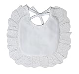 Little Things Mean A Lot Girls Matte Satin Bib with Screened Cross and Lace