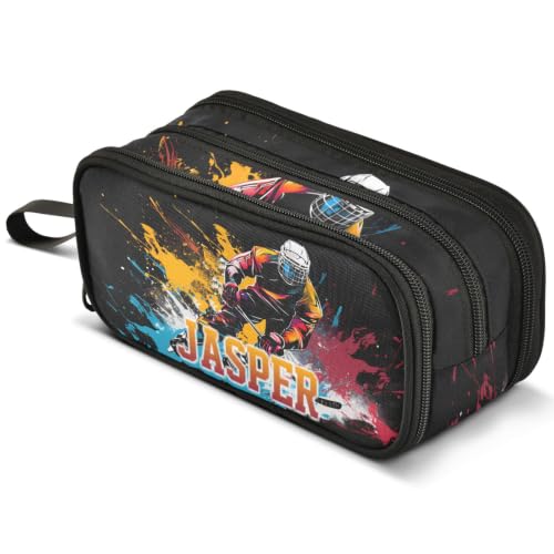 Image of ALAZA Custom Hockey Player Large Pencil Case Personalized Name Pen Pouch