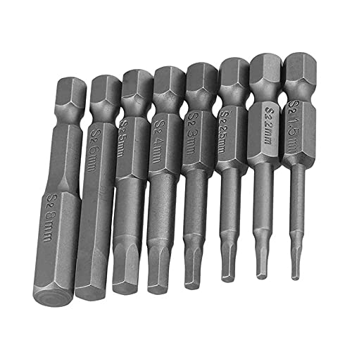 Mesee 8 Stück Schraubendreher Bits Set,1/4 Sechskant Magnetischen Innensechskant Schraubendreher Set Elektrische Schraubendrehersatz S2 Stahl Elektrische Schraubendreher Werkzeuge Reparatur Set-50MM