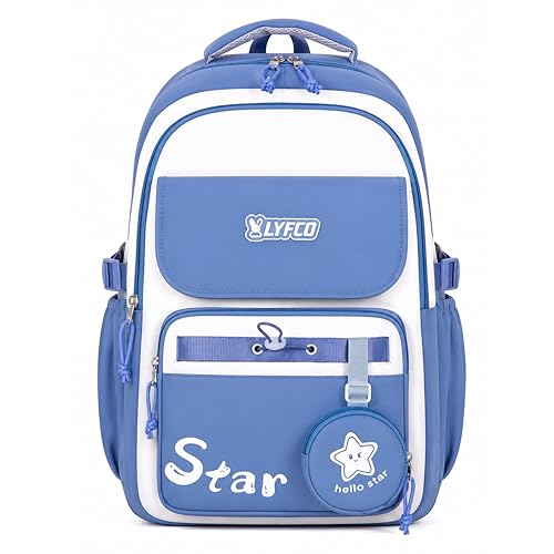 Image of School & College Backpack with Detachable Pouch | 18 Inch Large capacity bag for Girls & Boys Age of 12-16 years | Best for School, Tution, Travel, Camping