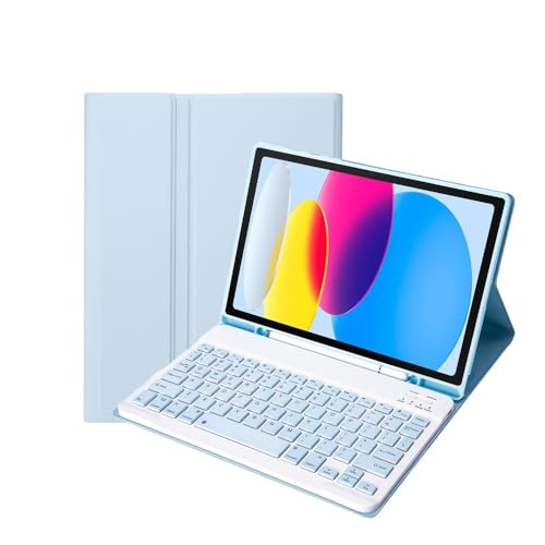 Clavier détachable iPad Pro 11 Pouces 2024 : étui cuir bleu ciel anti-rayure