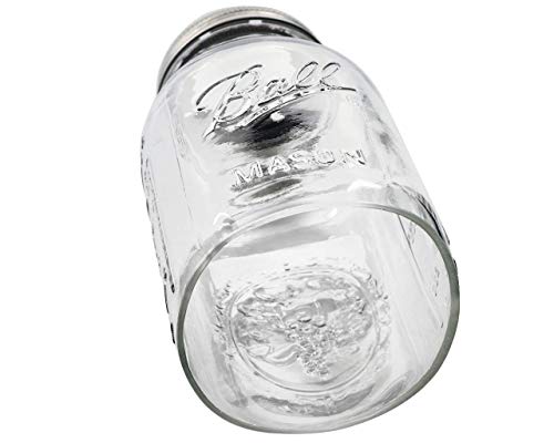 Image of Open Bottom Mason Jar Glass Shade with 1-5 /8-Inch Fitter Opening Lighting Lid (RM Quart Ball Jar, Clear)