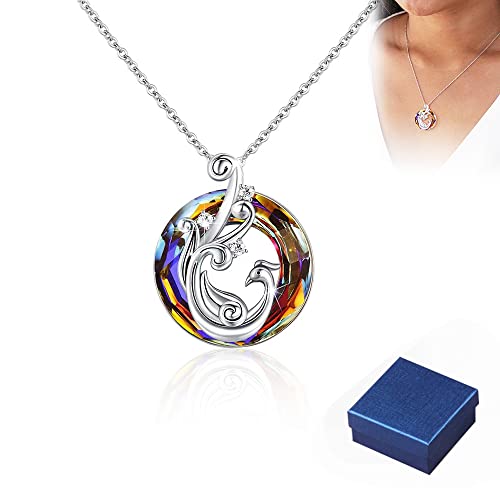 Collier en cristal de phénix S925 surmonter les épreuves avec un bijou talisman coloré