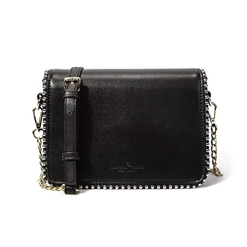 Sac de mode simple pour vos sorties - Sac carré noir perlé rivets