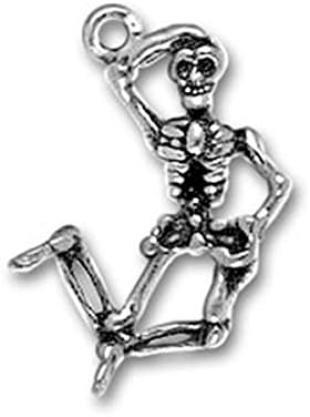 Sterling Silver Skeleton Charm Item #454 3D Dancing Halloween Skeleton
