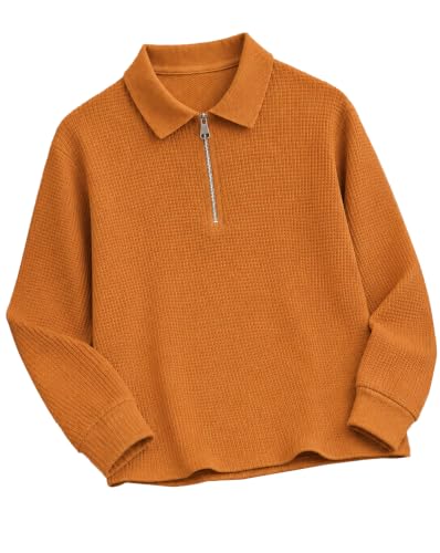 Image of AUSK Men's Waffle Knit Textured Full Sleeve Polo T-Shirt | Cotton Blend Regular Fit Zip Polo Neck Solid Smart Casual T Shirt for Men | Casual Wear, Travel & Weekend Wear Tshirt for Men