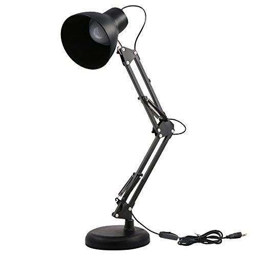 Preisvergleich Produktbild Schreibtischlampe, Brilex Classic Black Schreibtischlampe 5W LED-Tischleuchte Hohe Lumen Einstellbare Helligkeit USB-Ladekabel für Arbeitszimmer Büro und mehr.