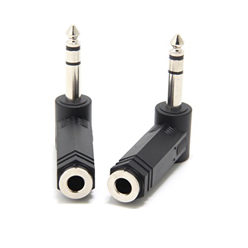 Adaptador de audio estéreo 6.35mm angulado 2 piezas miniatura 7