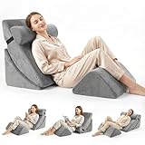 4-in-1 Orthopädisches Bett Keilkissen Set, Verstellbares Keilkissen Bett mit Memory-Schaum, Reflux Kissen, Waschbare Hülle, Reflux Kissen Erwachsene für Rücken, Beinen und Knien Spielen，50*50*30cm