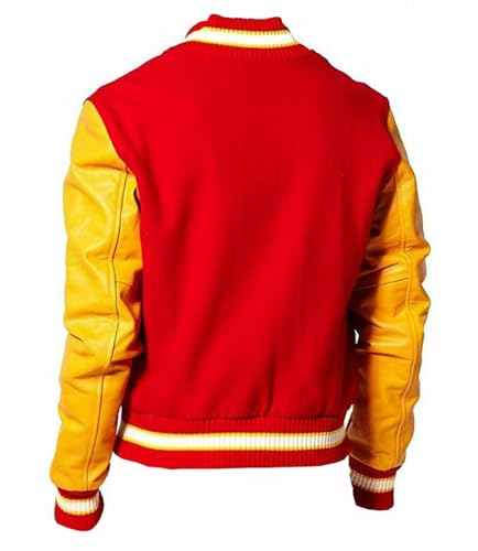 ADS Men's MJ Thriller Red M Logo Letterman Jackson Bomber Varsity Jacket (XXS-4XL) (MJ VARSITY LETTERMAN JACKET)2
