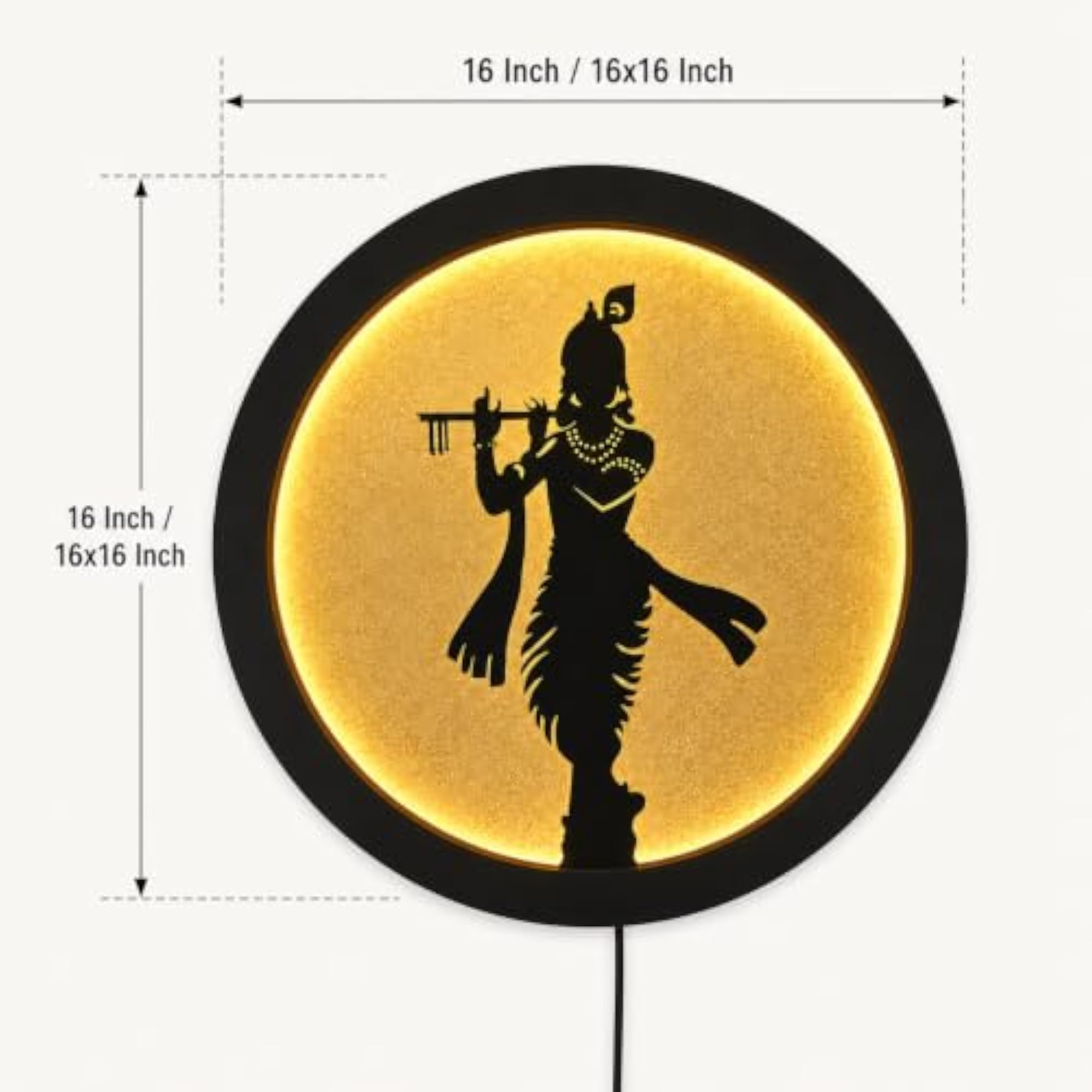 LED Backlit Round Krishna Wall Decor with Frame