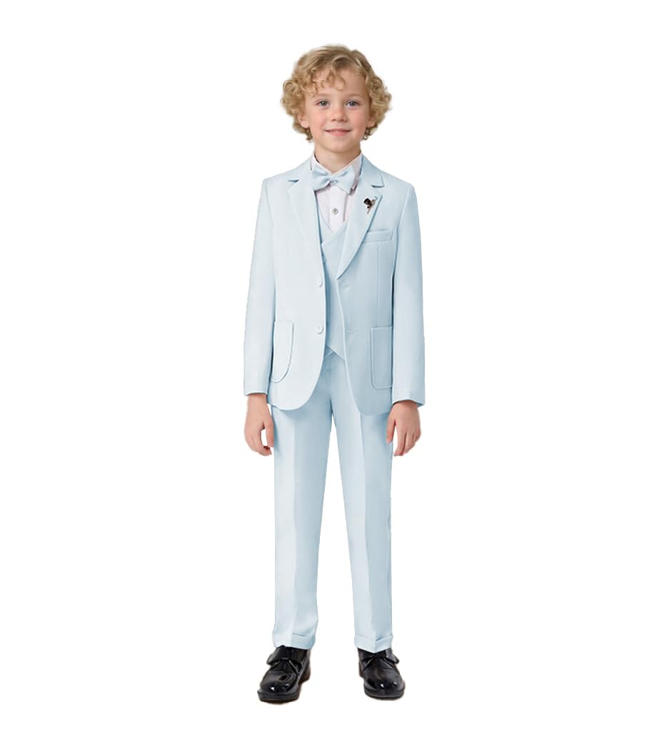 Set da 3 pezzi per ragazzi per bambini, smoking, per matrimonio, formale, set di pantaloni con fiocco