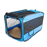 TIKATARER Große Transportbox für Katzen und Hunde, Weich, Faltbar, Reisehütte, Geräumig, Atmungsaktiv, Stabiler Rahmen, Wasserfeste Auskleidung mit Sicherheitsgurt-Clip und Zwei