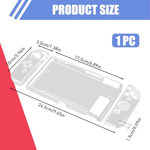 Dockable Protective Case for Nintendo Switch OLED 2021, Clear Crystal Protective Cover for Switch OLED and Joy-Con Controllers TPU Hard Shell Case and Thumb Grip Caps Protector Accessories - Image 5