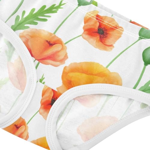 Funny Girls Underwear Toddler 2t Cotton Little Girl Panties Orange Poppy Flowers Green White Briefs Girls Undies4