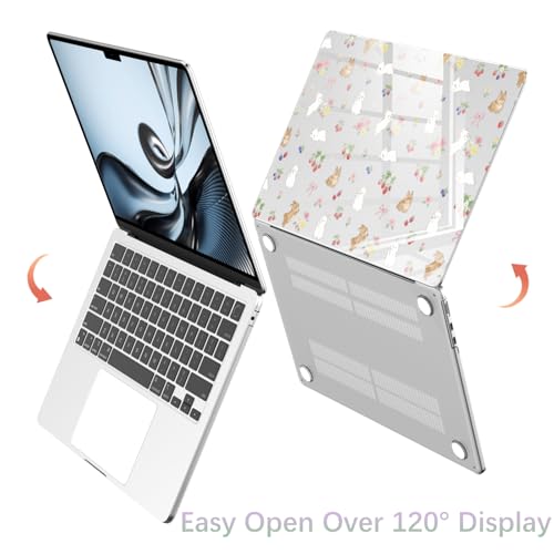 Carcasa rígida MacBook Air 13 M1 transparente de alta resistencia con conejo decorativo 4