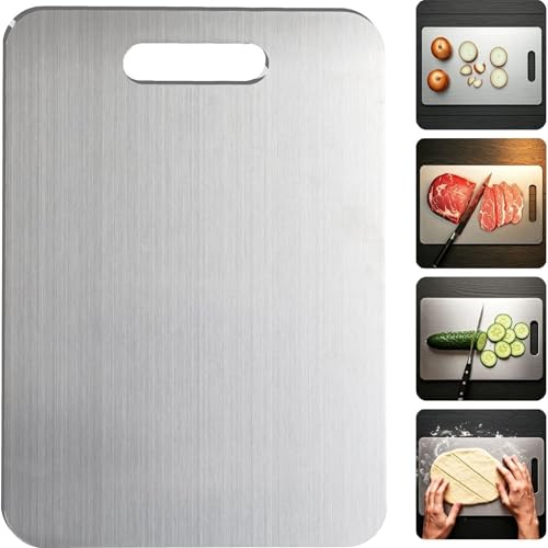 Titanium Cutting Board Emeralune Cutting Boards For Kitchen Double-Sided Food-Grade Titanium Cutting Board For Cutting Meats Fruits And Vegetables (28 * 39cm)
