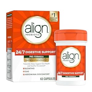 Align Probiotic, Pro Formula, Probiotics for Women and Men, Daily Probiotic Supplement, Helps Soothe Occasional Bloating & Gas*, #1 Doctor Recommended Brand‡, 63 Capsules (Packaging May Vary)