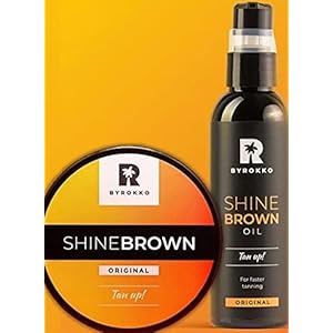 (2 piezas) Byrokko Shine Brown Premium Bronceador Acelerador Crema 190 ml & Shine Brown Acelerador de bronceado rápido Boosting Oil XXL 150 ml Para solárium y tomar el sol!