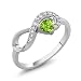 925 Sterling Silver Heart Shape Green Peridot Women's Infinity Ring 0.39 cttw (Available 5,6,7,8,9)