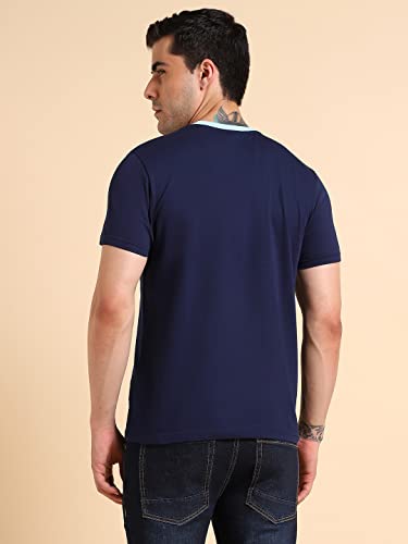 Image of Dennis Lingo Men's Cotton Slim Fit Solid Round Neck T-Shirt