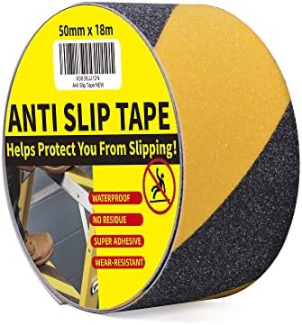 TAPEBEAR Anti Slip Tape Black And Yellow, Hazard Safety Tape, Non Slip Caution Tape Roll, Nonslip Warning Floor Tape For Indoor Outdoor Steps Stairs, Strong Grip, 2inch X 60feet(50mmx18m)