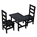 Produktbild B Blesiya Miniatur Esstisch und 2 Stühle Möbel Modell für 1/6 Puppenhaus-Küche oder Esszimmer Dekoration - Schwarz