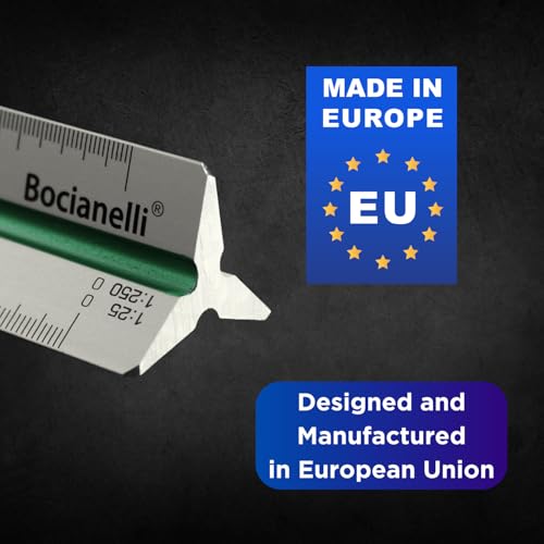 Dreikantmaßstab 30 cm - Maßstab Lineal - Aluminium Maßstabslineal - Dreikantmaßstab 1:10 1:20 1:25 1:30 1:40 1:50 1:100 1:200 1:250 1:300 1:400 1:500