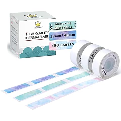 D30 Label Maker Tape - Starry Sky Pattern, Strong-Adherence/Waterproof/Oil Proof/Scratch Resistant, 12x40mm/0.47x1.57in, Compatible with Phomemo/Memoking D30 Label Printer, 3 Rolls Cover