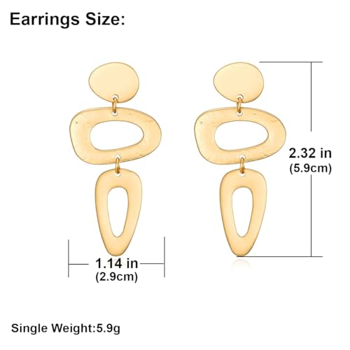 Matte Gold Dangle Earrings for Women Big Drop Earrings Long Geometric Statement Earrings for Women4