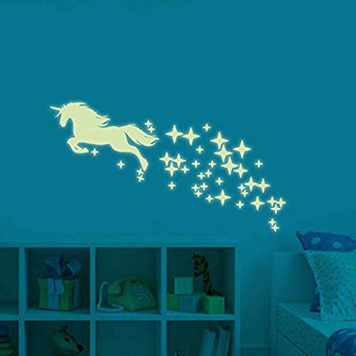 Benbo Wall Decals Glow In The Dark Horse Stars Fairytale Fairy Wall Stickers Diy Kids Girls Bedroom Home Nursery Room Wall Mural Decor #TOP1