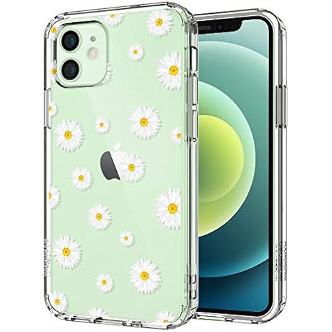 MOSNOVO iPhone 12 Mini Case, iPhone 12 Mini Clear Case, Daisy Floral Flower Clear Design Transparent Plastic Hard Back Case with TPU Bumper Protective Case Cover for iPhone 12 Mini 5.4 Inch Cover