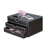 SYRWDXTX PU Leather Wooden Organizer File Cabinet Office Supplies Desktop Storage ,Box with Drawer...