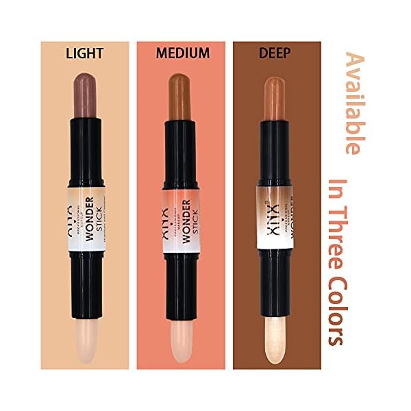 Dual-ended Contour Highlight Stick,Wonder Stick,2 in 1 Concealer,Contour Foundation Stick For Face Body Shaping,Waterpoof Lasting (Medium)